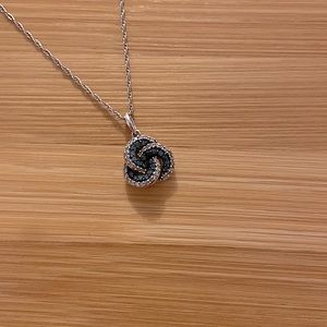 Sterling Silver & Teal Knot Necklace